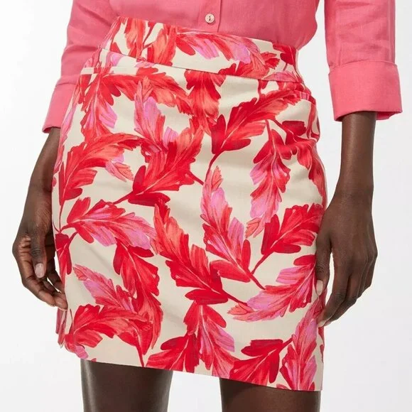 Chico's BRIGITTE SO SLIMMING FEATHER SKORT Sze 1 Medium 8 Red Pink Skirt - Picture 8 of 10